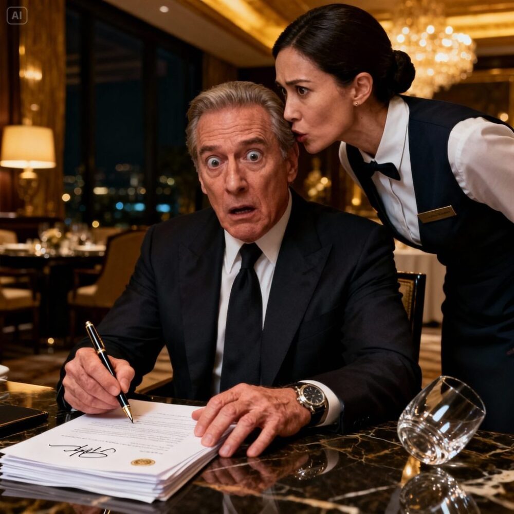 Ich arbeitete als Kellnerin bei einem privaten Abendessen eines Milliardärs, bei dem ein Vertrag über hundert Millionen Dollar unterzeichnet werden sollte, doch ich bemerkte etwas, das mir das Blut in den Adern gefrieren ließ
